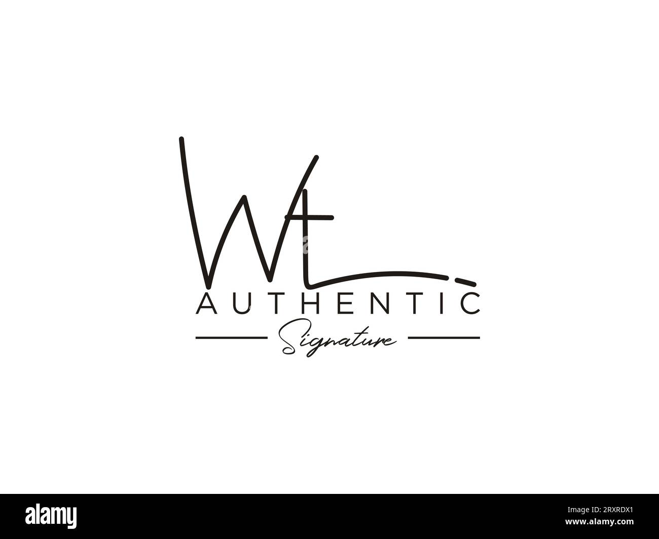 WT Signature Logo Template Vector. Stock Vector