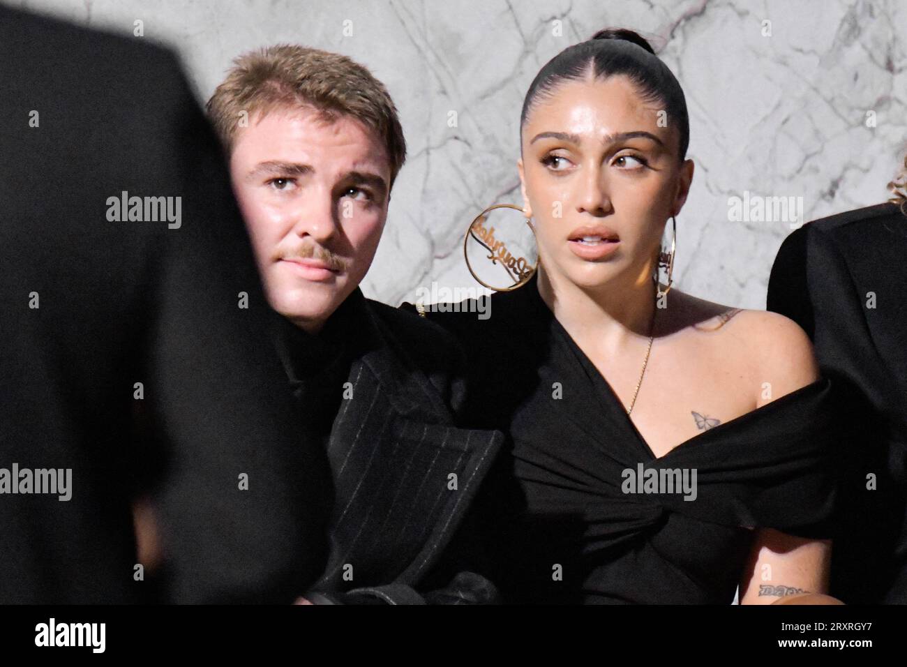 Paris, France. 26th Sep, 2023. Rocco Ritchie and Lourdes Ciccone Leon attend the Saint Laurent Womenswear Spring-Summer 2024 show as part of Paris Fashion Week on September 26, 2023 in Paris, France. Photo by Jana Call me J/ABACAPRESS.OM Credit: Abaca Press/Alamy Live News Stock Photo