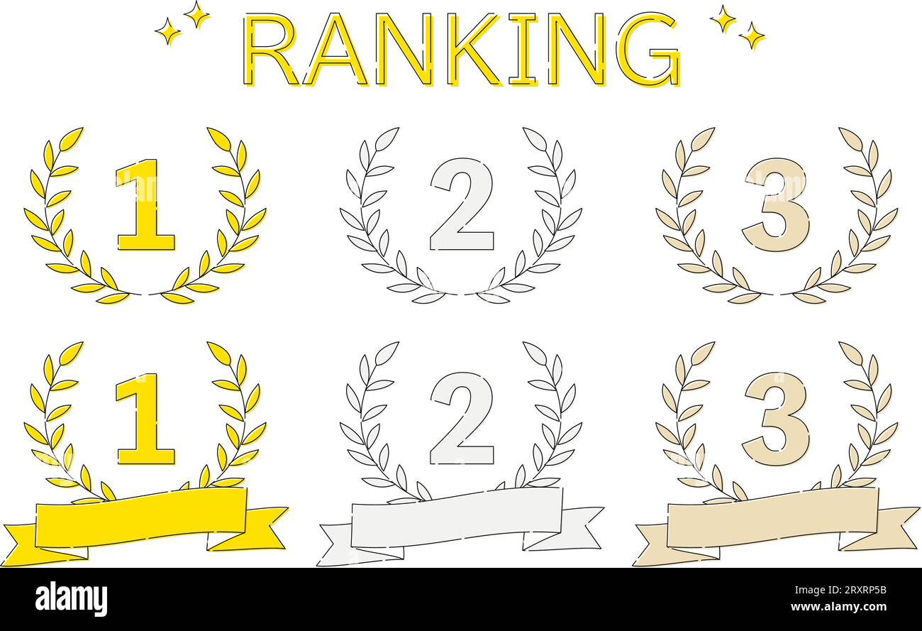 Simple laurel wreath and label ranking icon set, 1st-3rd place, Vector ...
