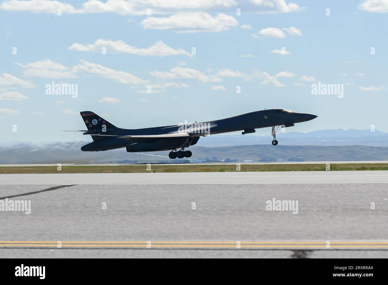 A U.S. Air Force B1B Lancer takes off from Ellsworth Air Force Base
