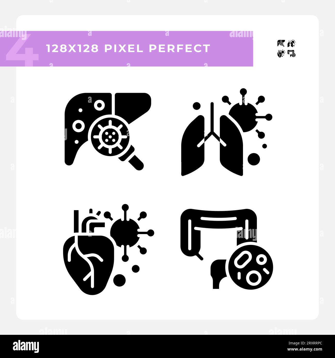 Pixel perfect glyph style bacteria silhouette icons set Stock Vector ...