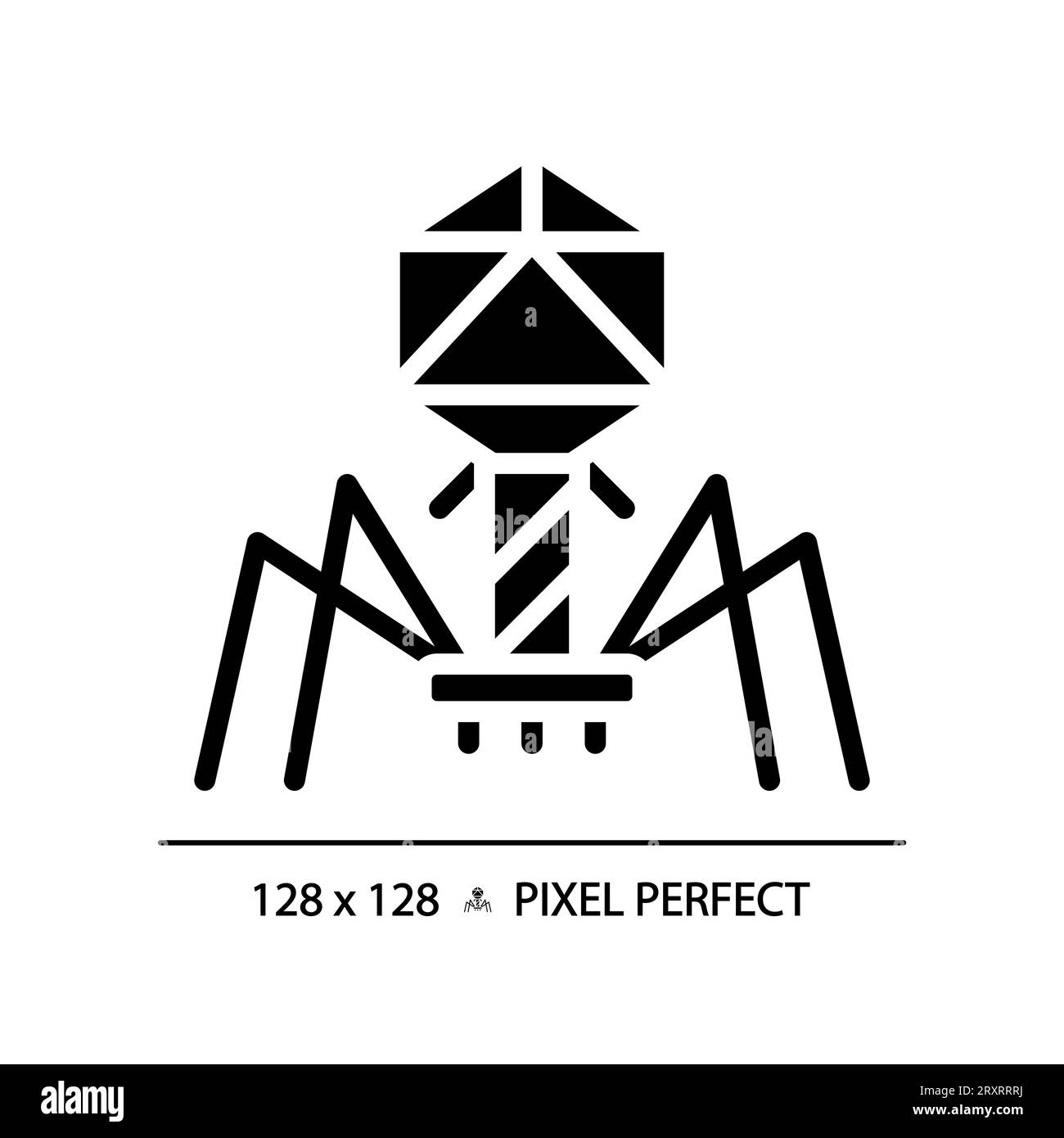 2D glyph style black bacteriophage simple icon Stock Vector