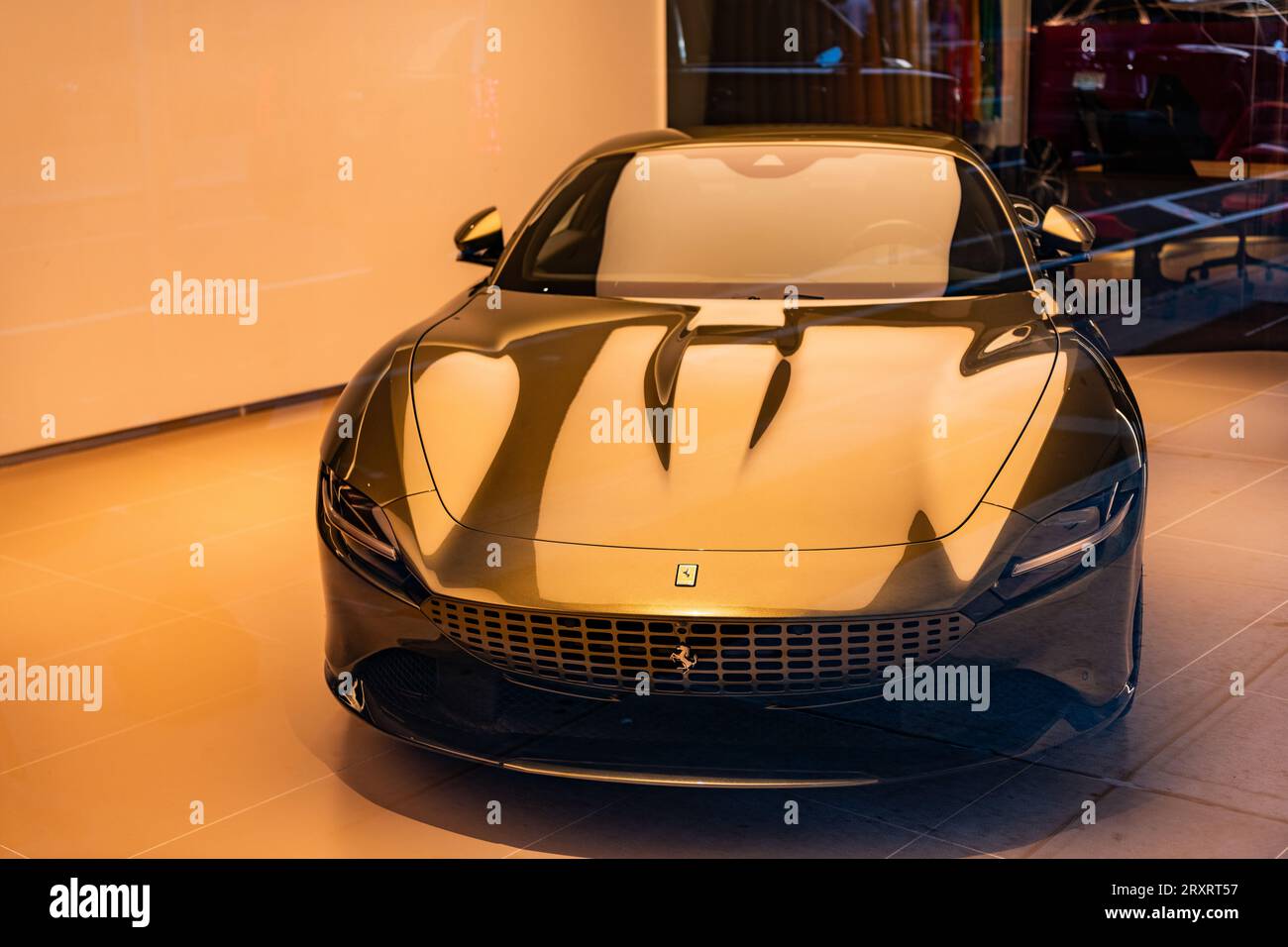 New York City, USA August 09, 2023 Ferrari Roma 2021 sport car in