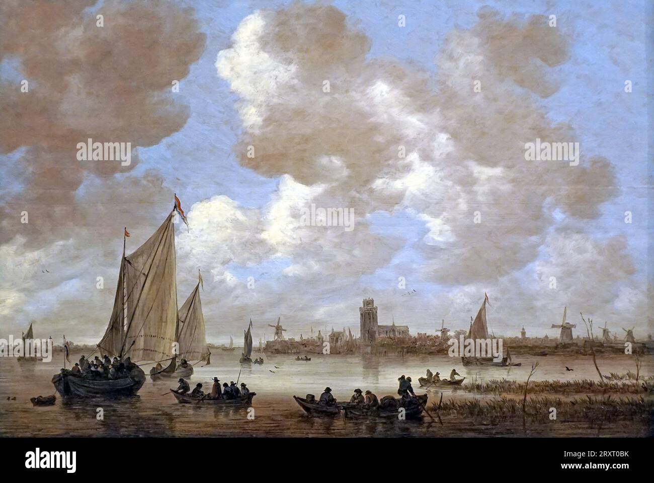 View of Dordrecht (1651) by dutch master painter Jan van Goyen.(1596-1656) Stock Photo