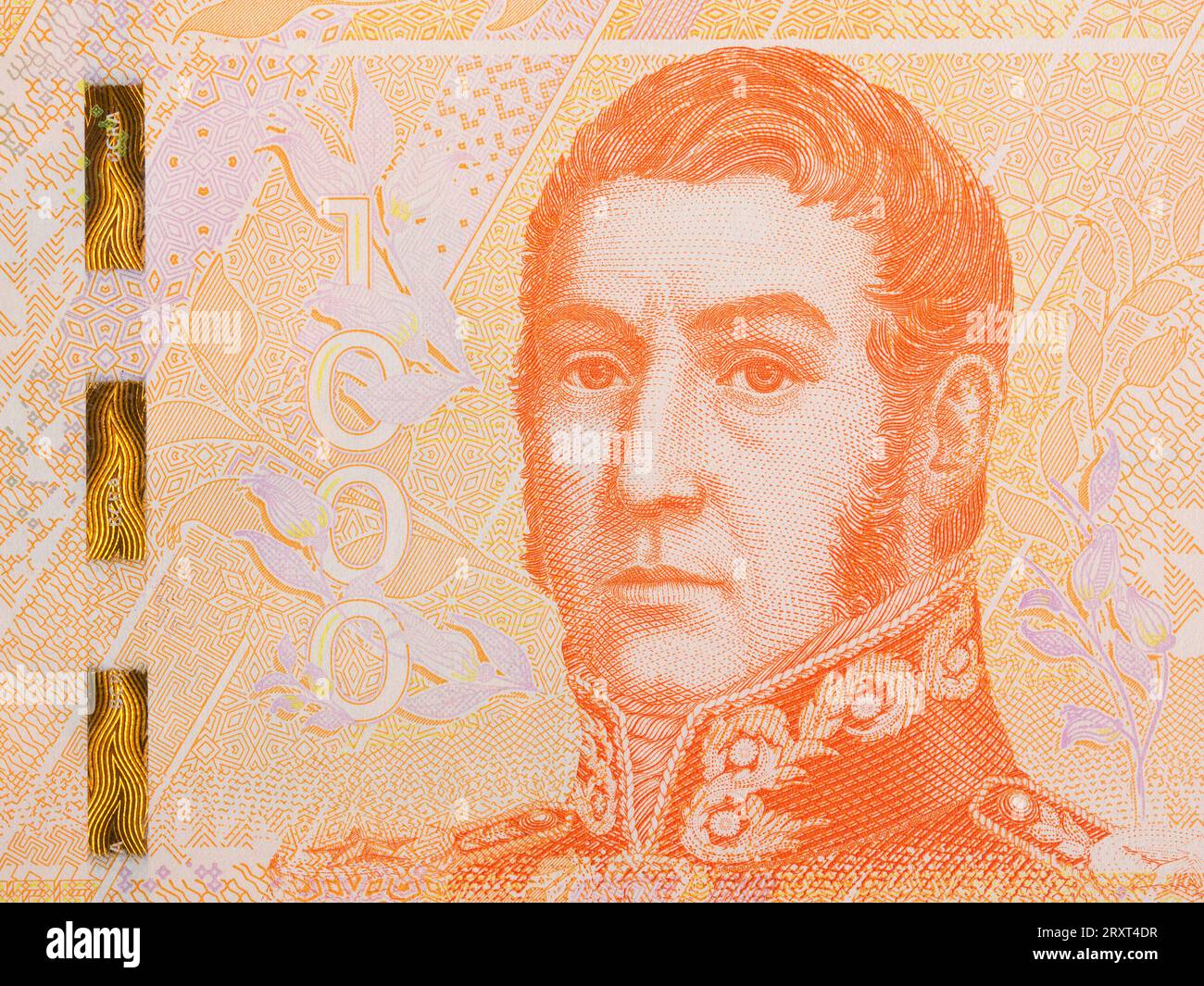 Jose de San Martin a portrait from Argentine money - peso Stock Photo
