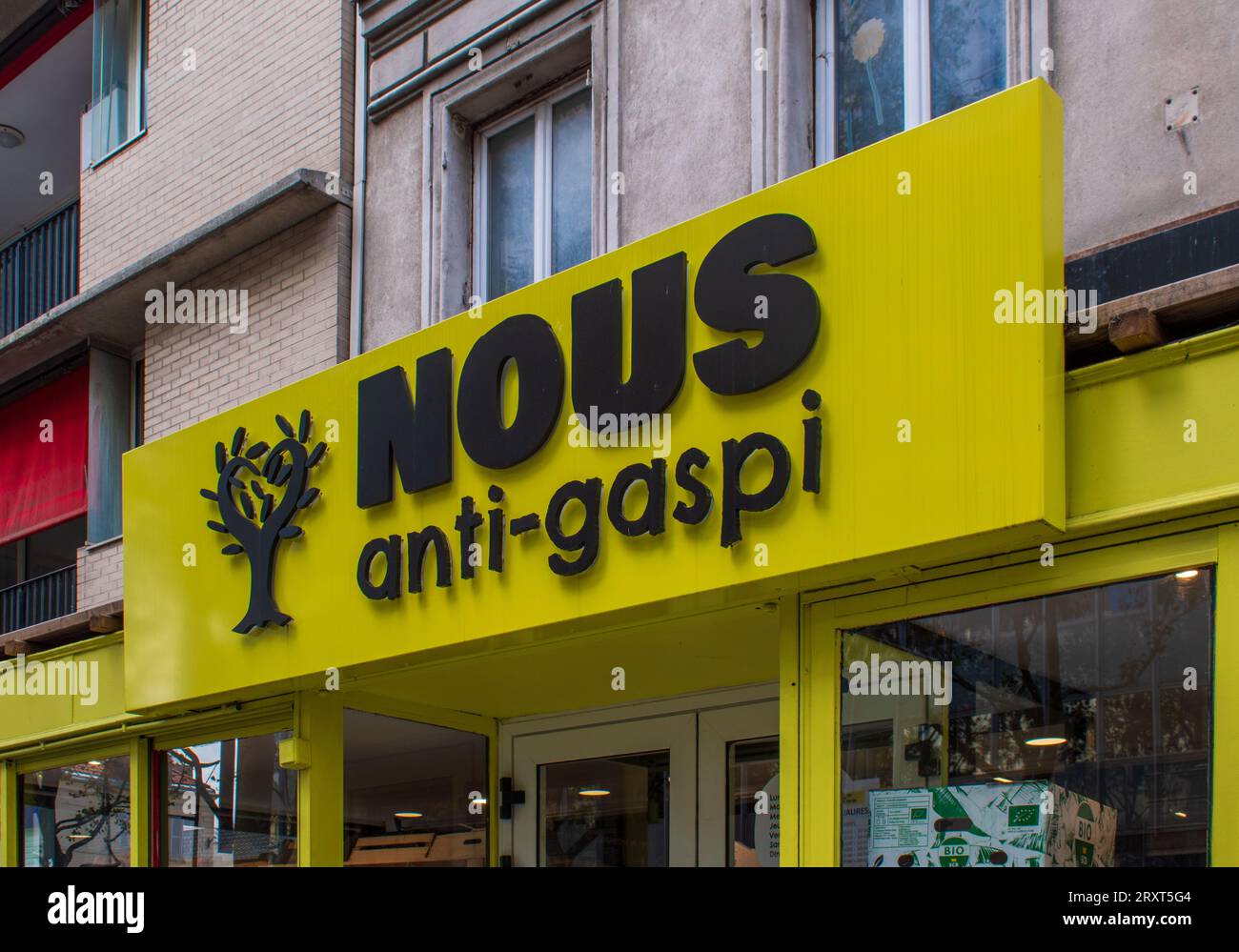 Paris, France - 09 25 2023 : a store under the “Nous Anti-Gaspi” brand, which sells products refused by mass retailers Stock Photo