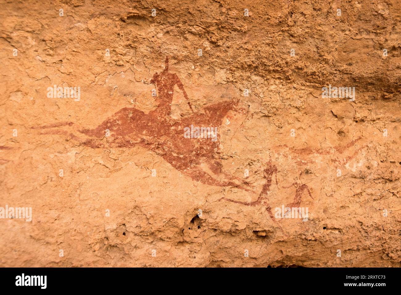 cave painting in the Ennedi desert, Chad, Central Africa Stock Photo