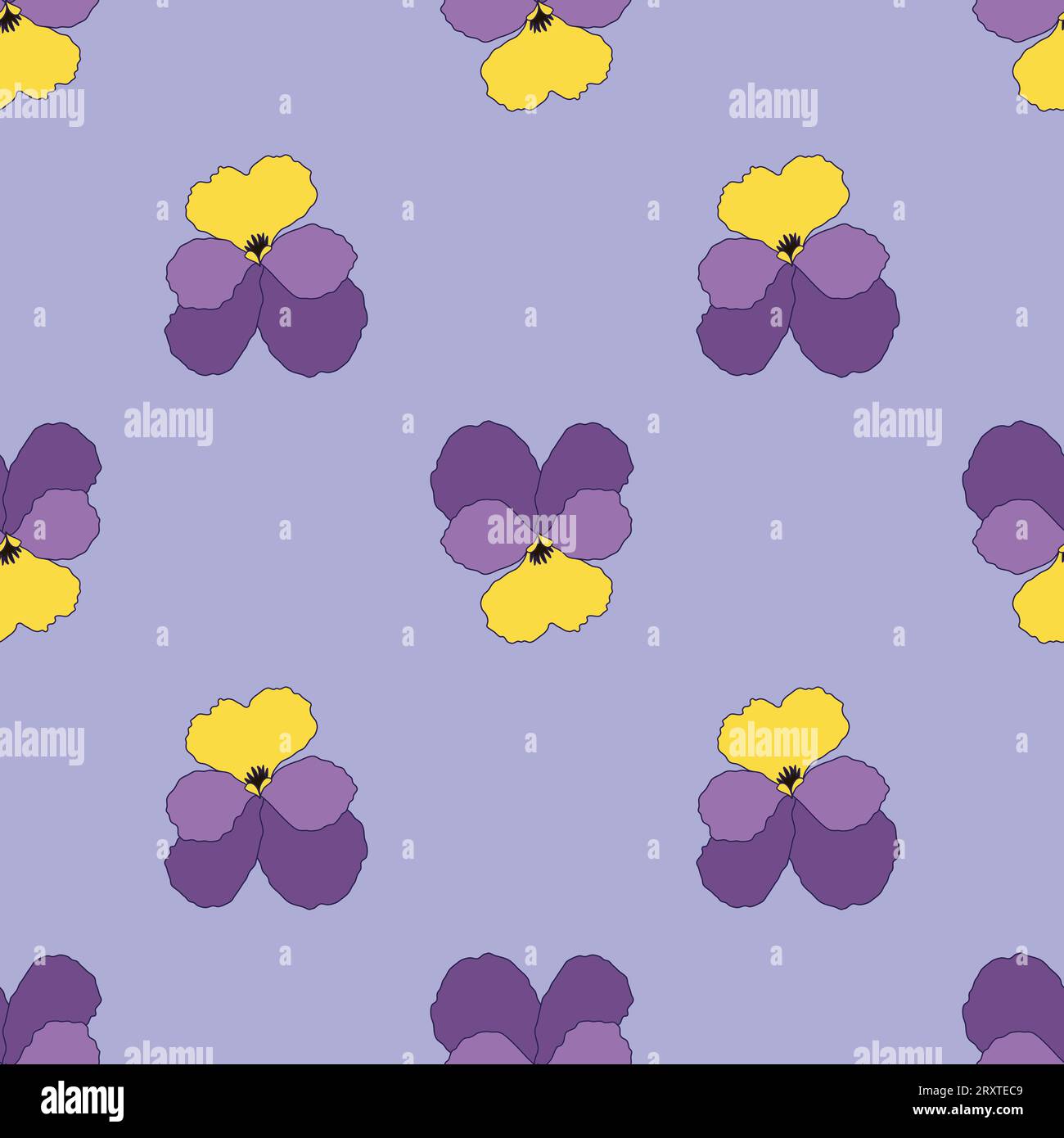 Vector seamless pattern with pansies, floral background of flowers ...