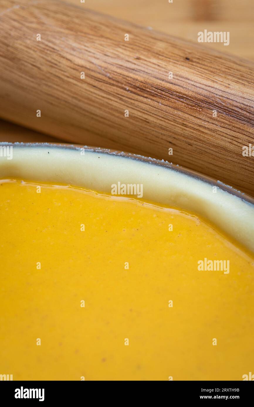 Preparing Crust And Filling For Squash Pie Made In Home Kitchen with