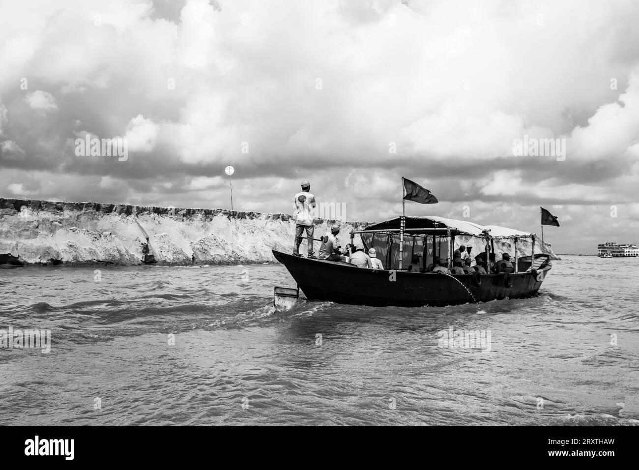Padma riverbank erosion photography This image was captured on July 25, 2022, from Padma River, Bnagladesh Stock Photo