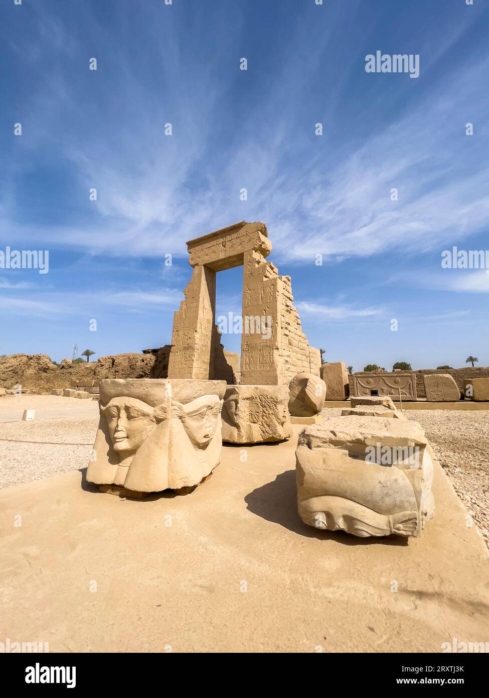Gate of Domitian and Trajan, northern entrance of the Temple of Hathor, Dendera Temple complex, Dendera, Egypt, North Africa, Africa Stock Photo