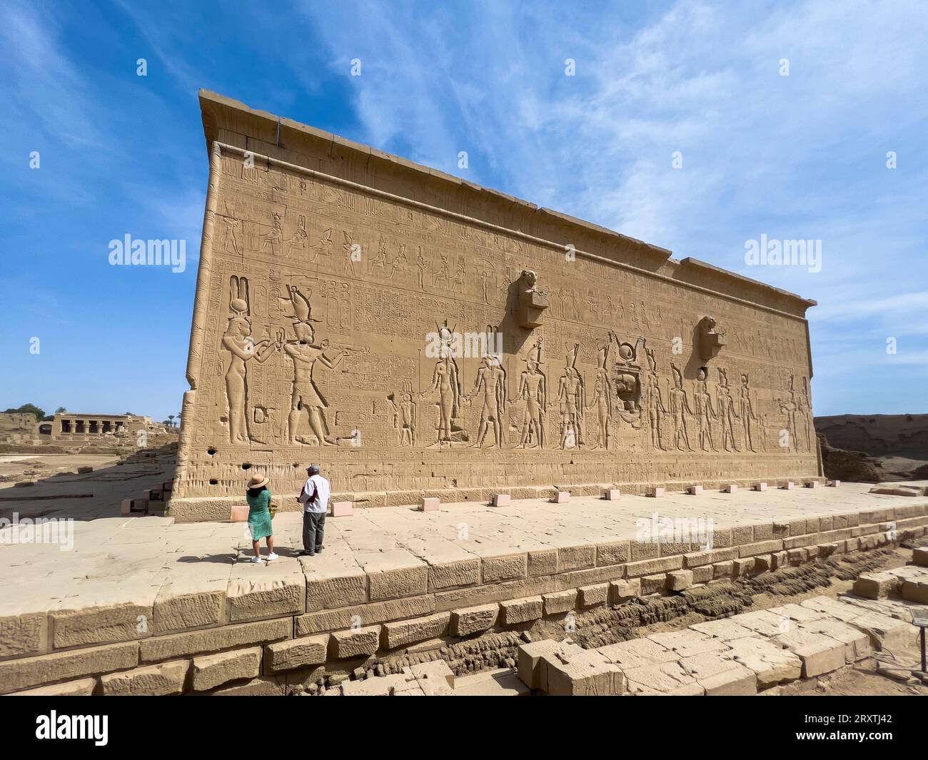 Reliefs of Cleopatra VII and her son by Julius Caesar, Caesarion at the Dendera Temple complex, Dendera, Egypt, North Africa, Africa Stock Photo