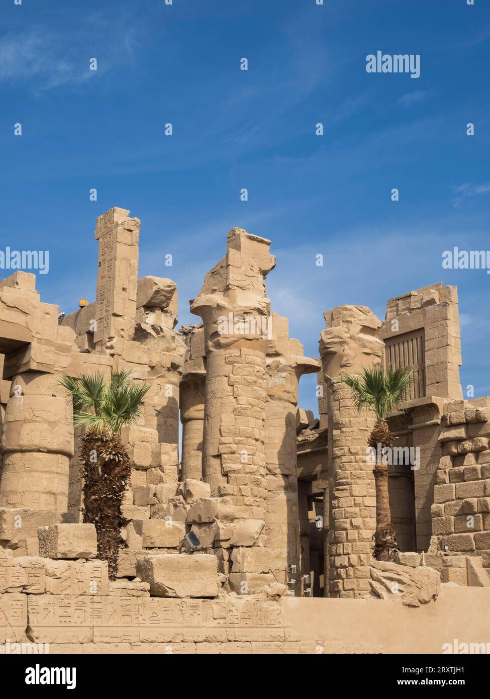 The Karnak Temple Complex, a vast mix of temples, pylons, chapels, and other buildings, UNESCO World Heritage Site, near Luxor, Thebes Stock Photo