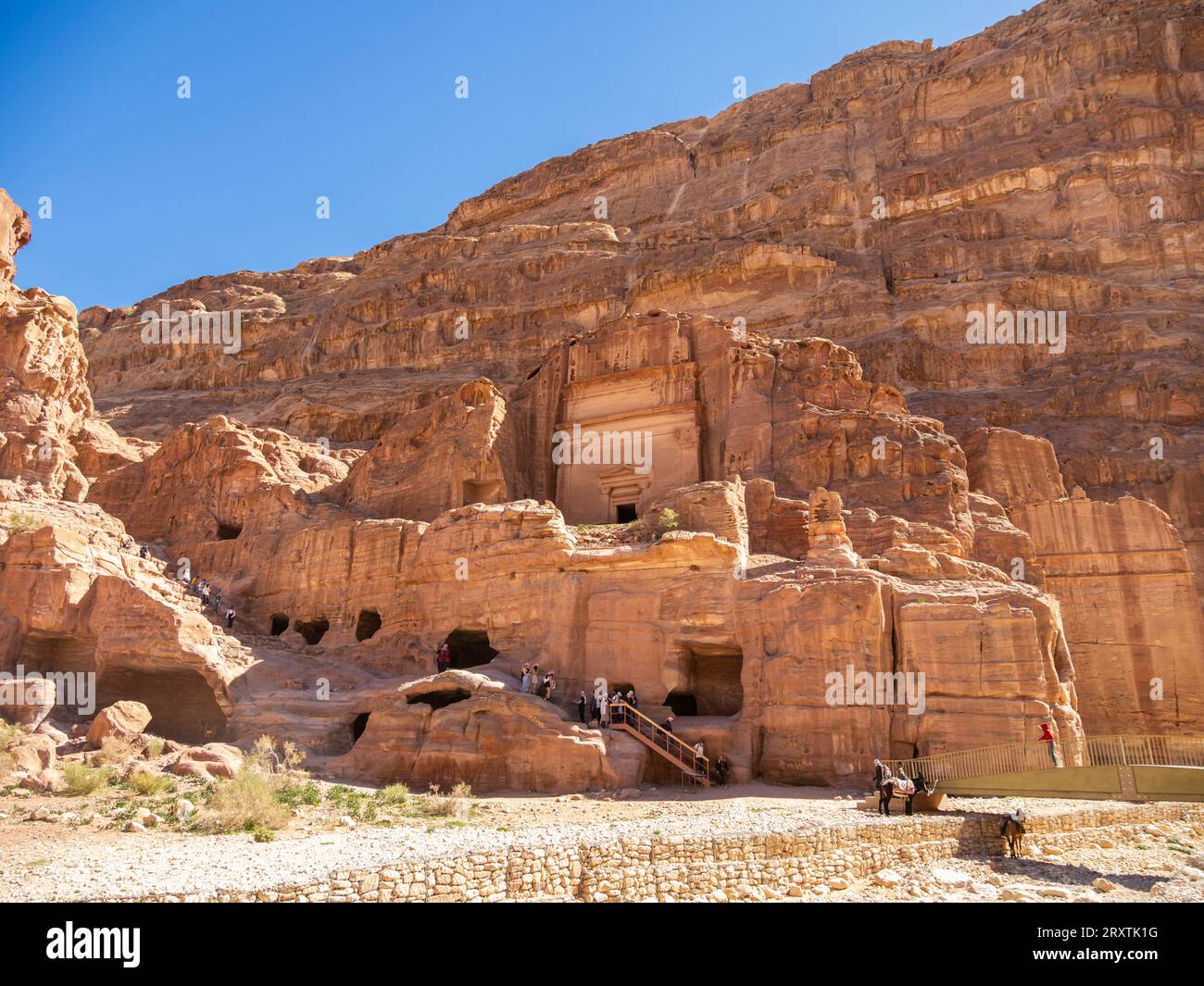The Street of Facades, Petra Archaeological Park, UNESCO World Heritage Site, one of the New Seven Wonders of the World, Petra, Jordan, Middle East Stock Photo