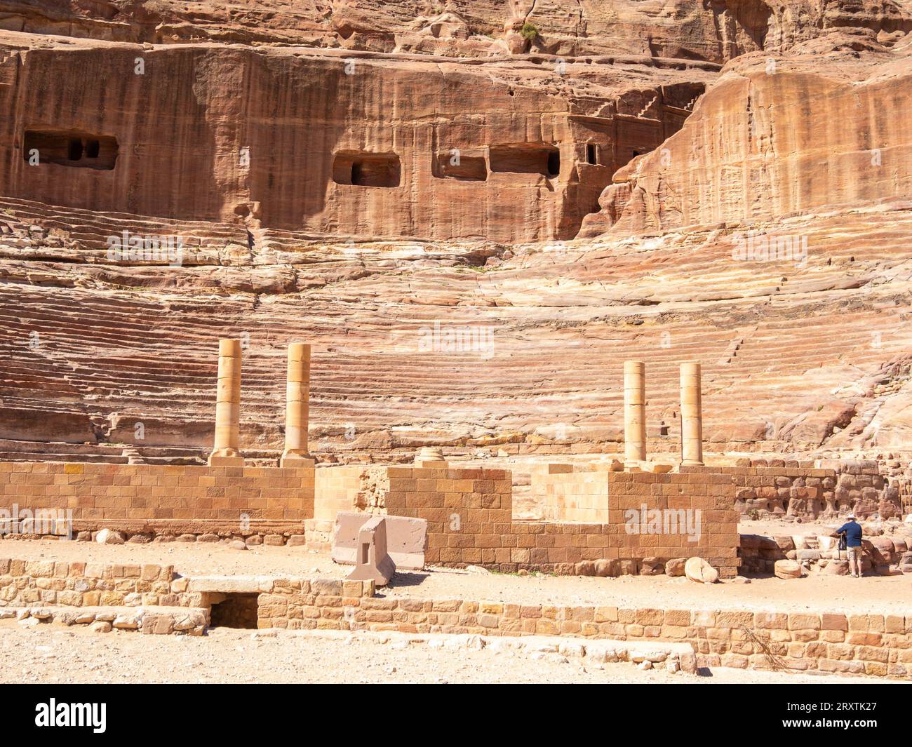 The Theatre, Petra Archaeological Park, UNESCO World Heritage Site, one of the New Seven Wonders of the World, Petra, Jordan, Middle East Stock Photo