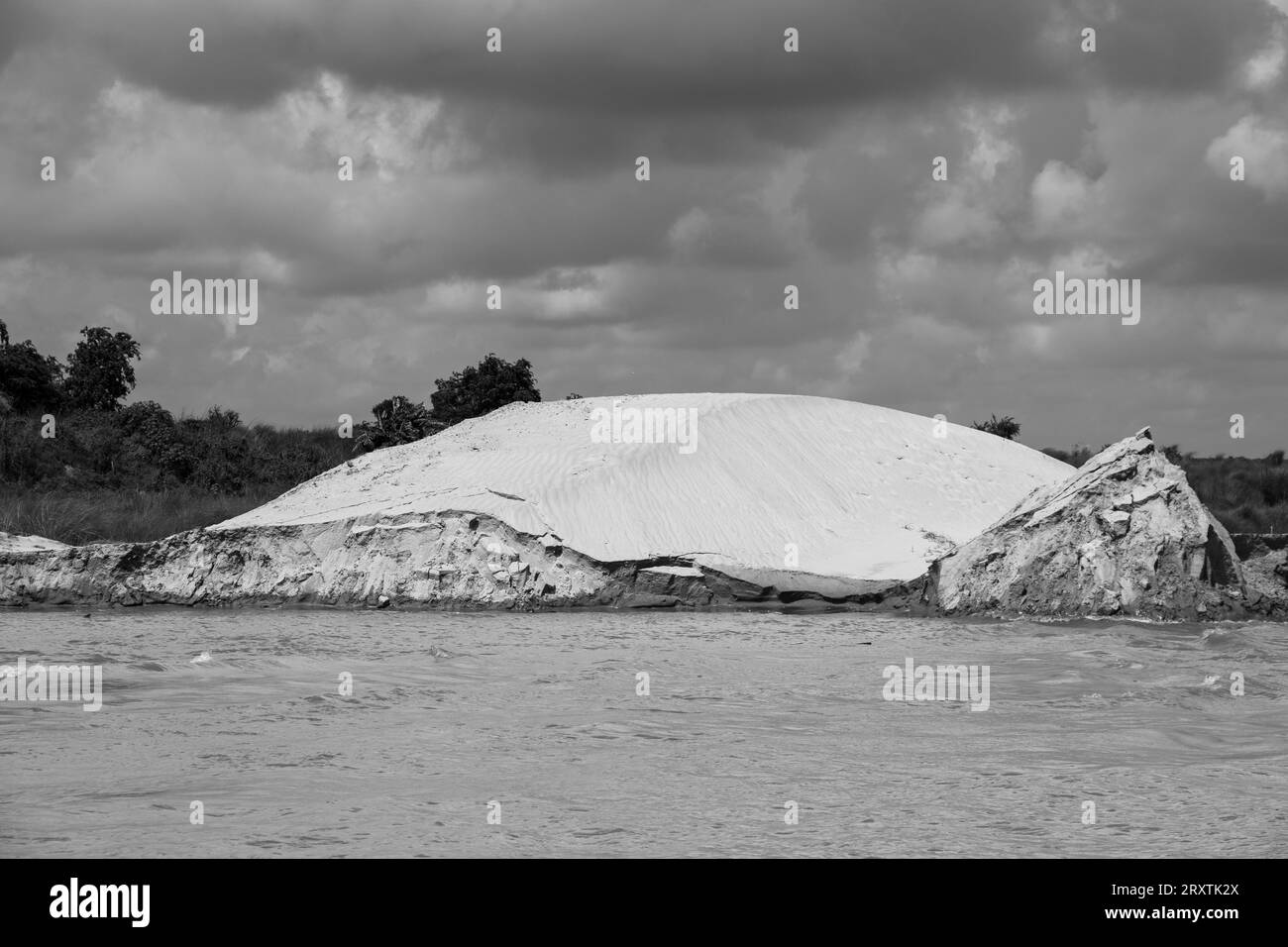 Padma riverbank erosion photography This image was captured on July 25, 2022, from Padma River, Bnagladesh Stock Photo