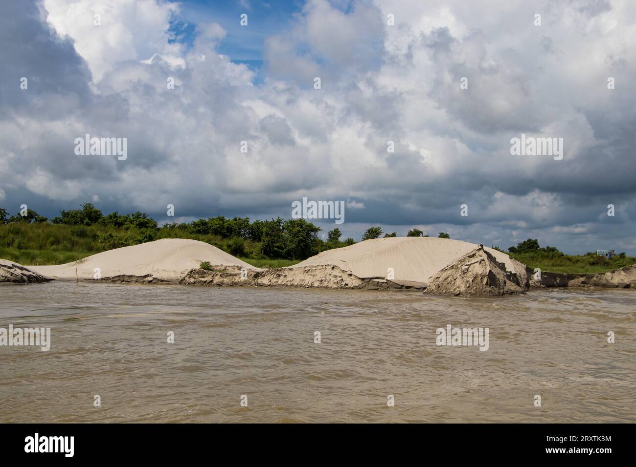 Padma riverbank erosion photography This image was captured on July 25, 2022, from Padma River, Bnagladesh Stock Photo