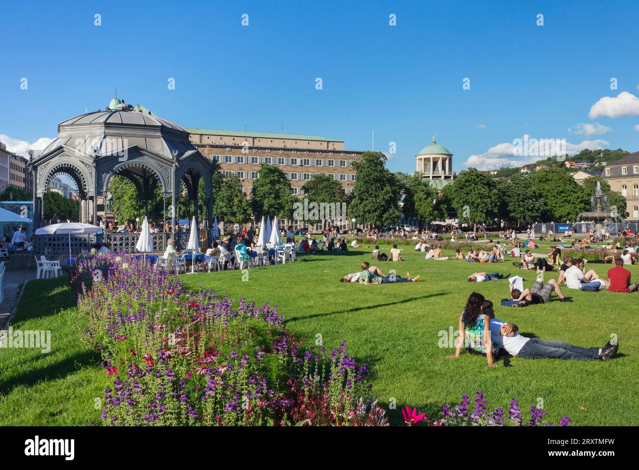 Schlossplatz Square in summer, Stuttgart, Baden-Wurttemberg, Germany, Europe Stock Photo