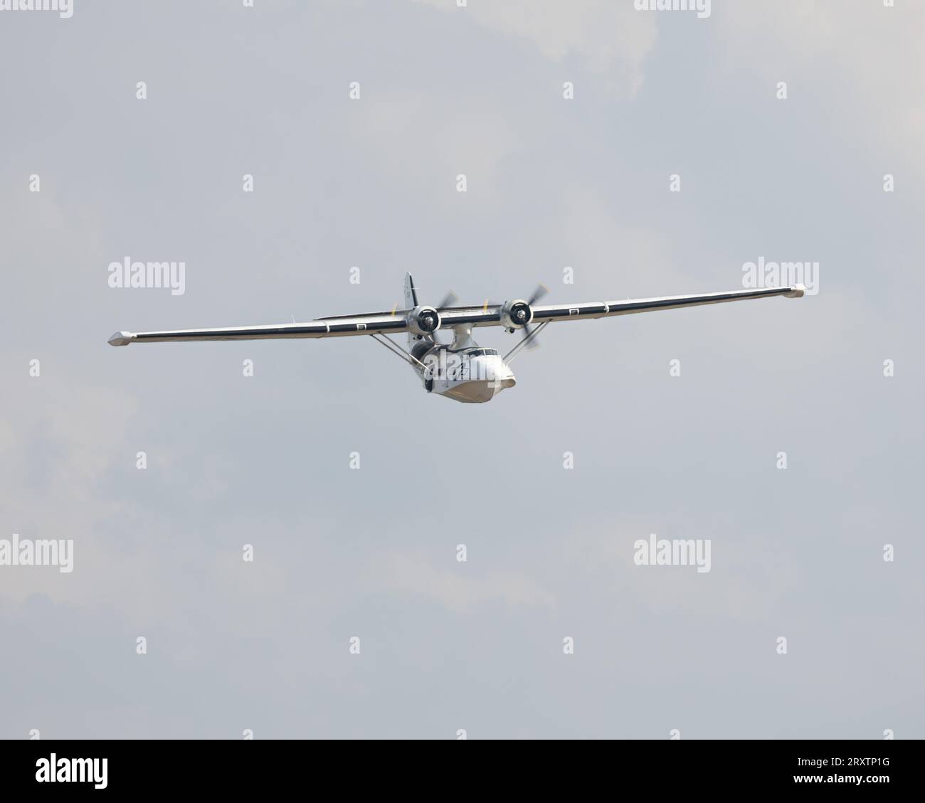 Preserved PBY-5A Catalina flying boat flying at a Duxford air show ...