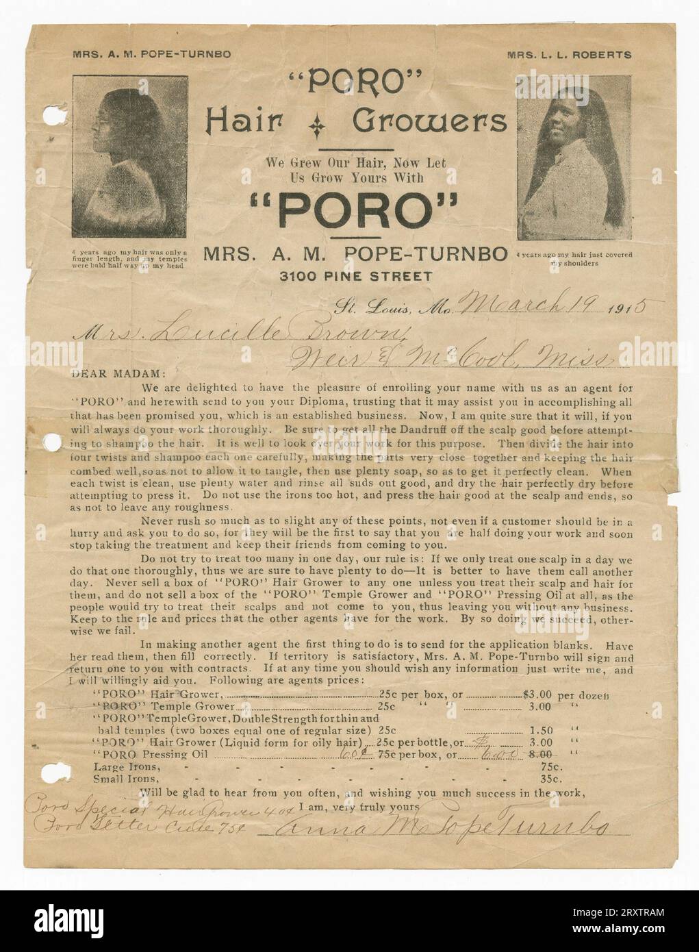 Certificate of enrollment for Lucille Brown to be an agent for Poro