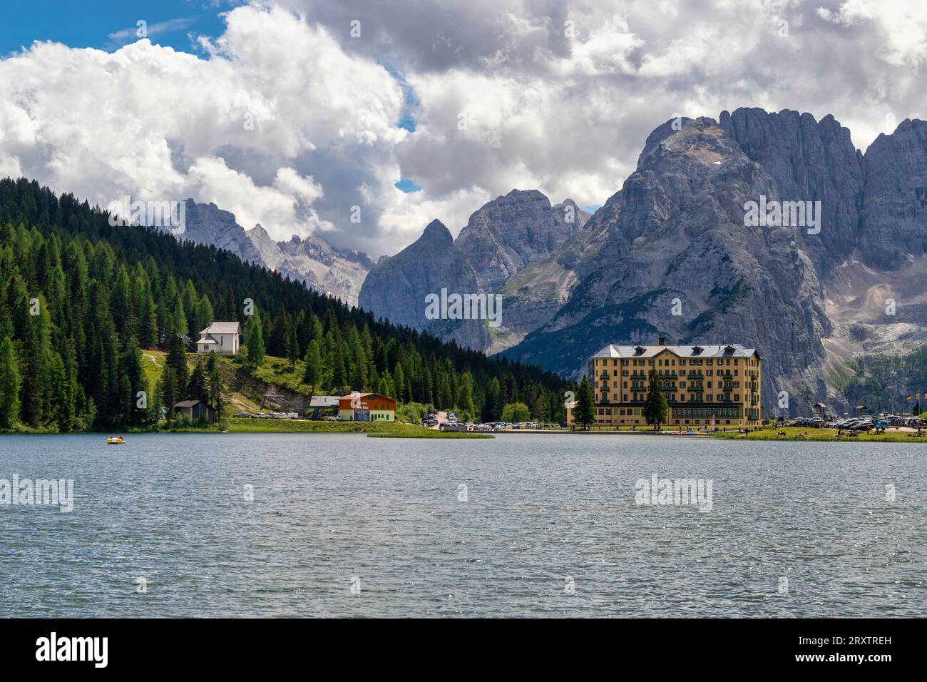 Misurina Lake, Belluno Dolomites, Auronzo di Cadore, Belluno District, Veneto, Italy, Europe Stock Photo