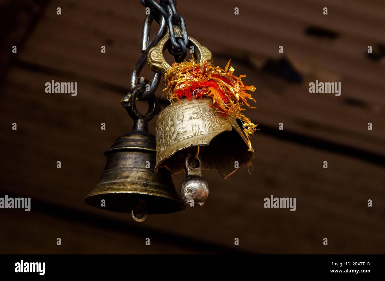 Bells of the temple of Haridwar, India Stock Photo
