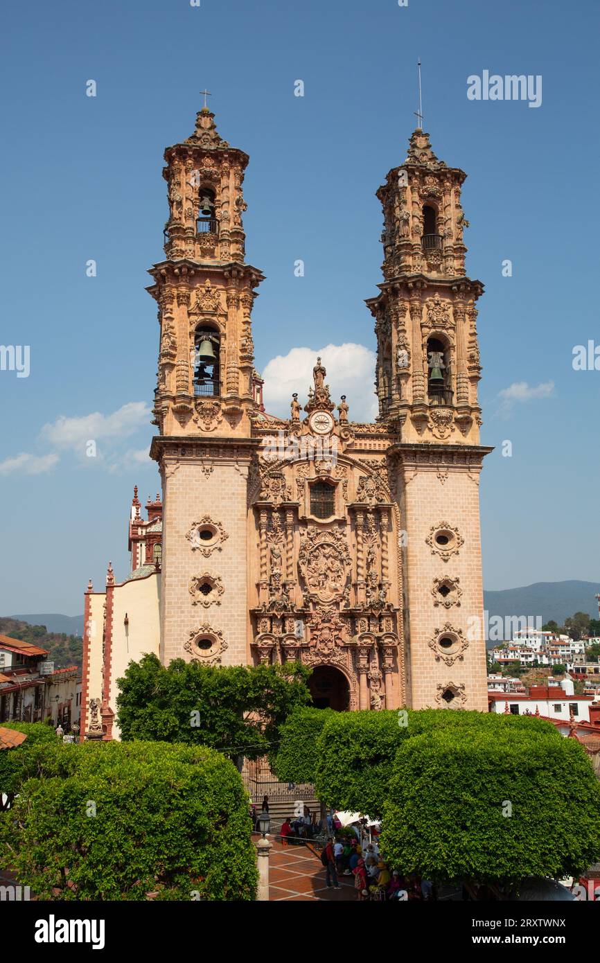 Churrigueresque Style Towers, Church of Santa Prisca de Taxco, founded ...