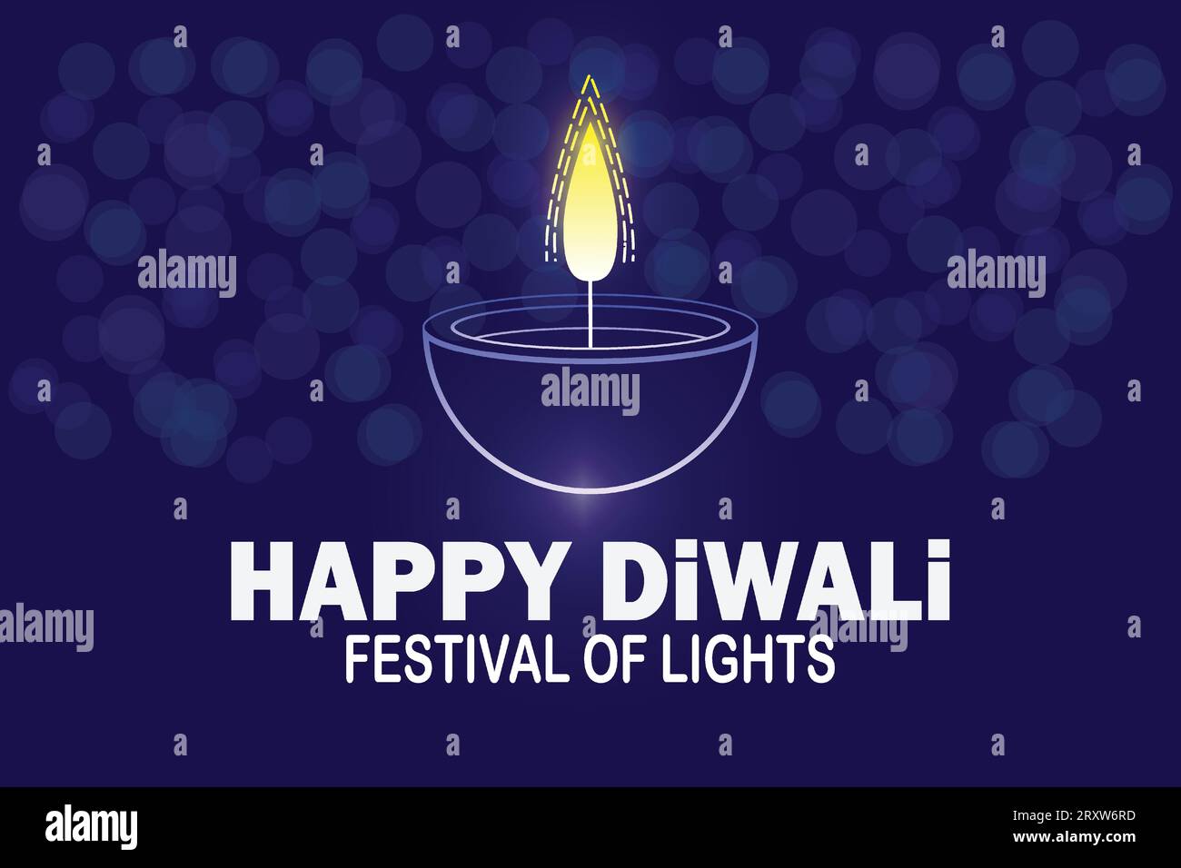Happy Diwali festival of lights greeting card. Vector illustration. Stock Vector