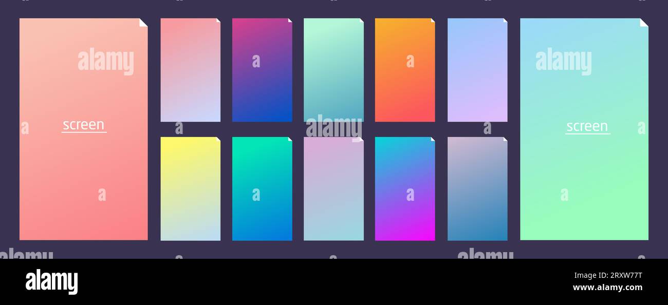 Vibrant and soft pastel gradient smooth color background set for ...