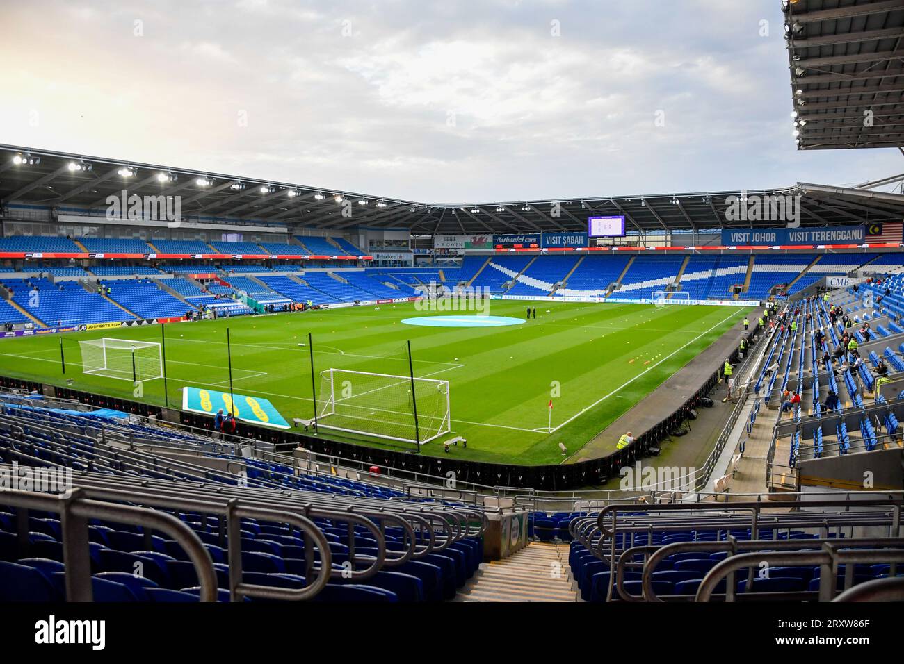 Cardiff, Wales. 26 September 2023. The stadium before the UEFA Women's Nations League match between Wales and Denmark at the Cardiff City Stadium in Cardiff, Wales, UK on 26 September 2023. Credit: Duncan Thomas/Majestic Media. Stock Photo