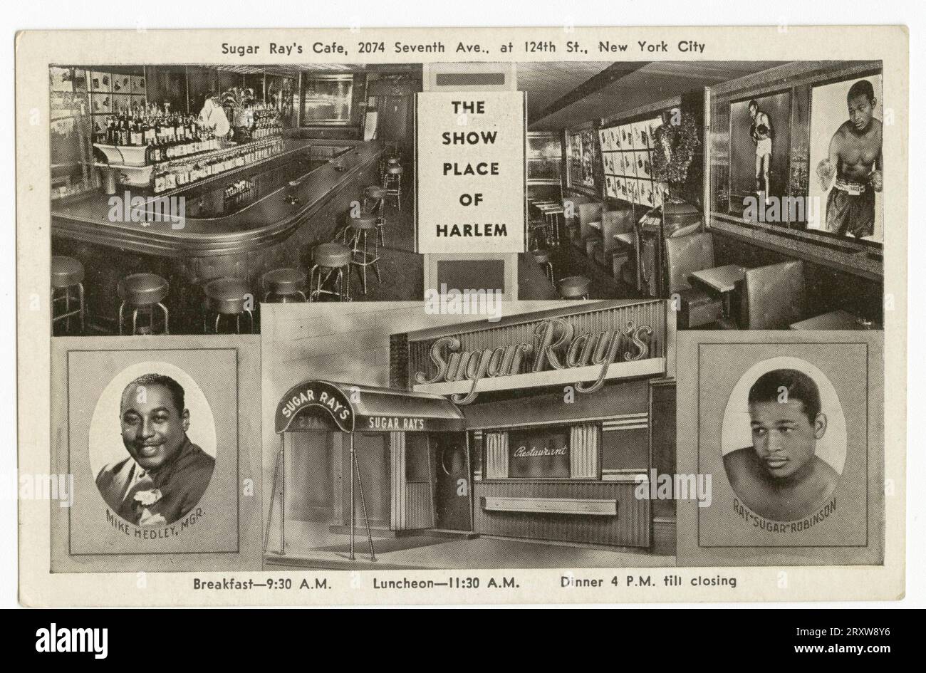 Postcard for Sugar Ray's Cafe 1946-1954 Stock Photo