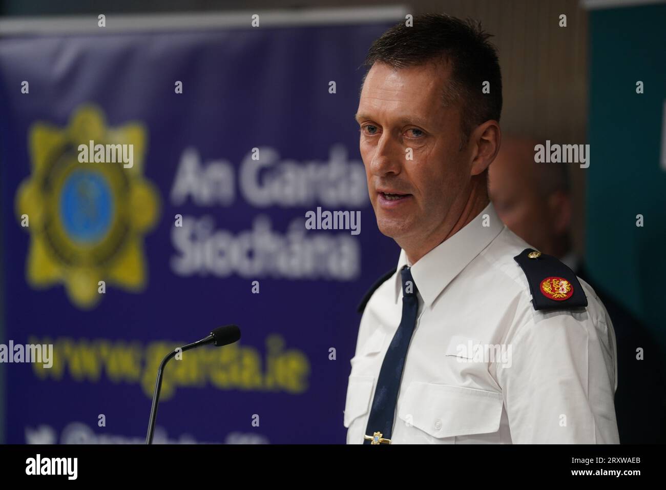 Assistant Commissioner Justin Kelly, Garda Serious and Organised Crime of the Joint Task Force (JTF), comprising of the Revenue Customs Service, Naval Service and An Garda Siochana, during a press conference at Walter Scott House in Dublin, after a Panamanian registered bulk cargo vessel the MV Matthew was escorted into Cobh harbour, Co Cork, by the Irish Navy after a 'significant quantity' of suspected drugs were found onboard. Three men have been arrested on suspicion of organised crime offences. Stock Photo