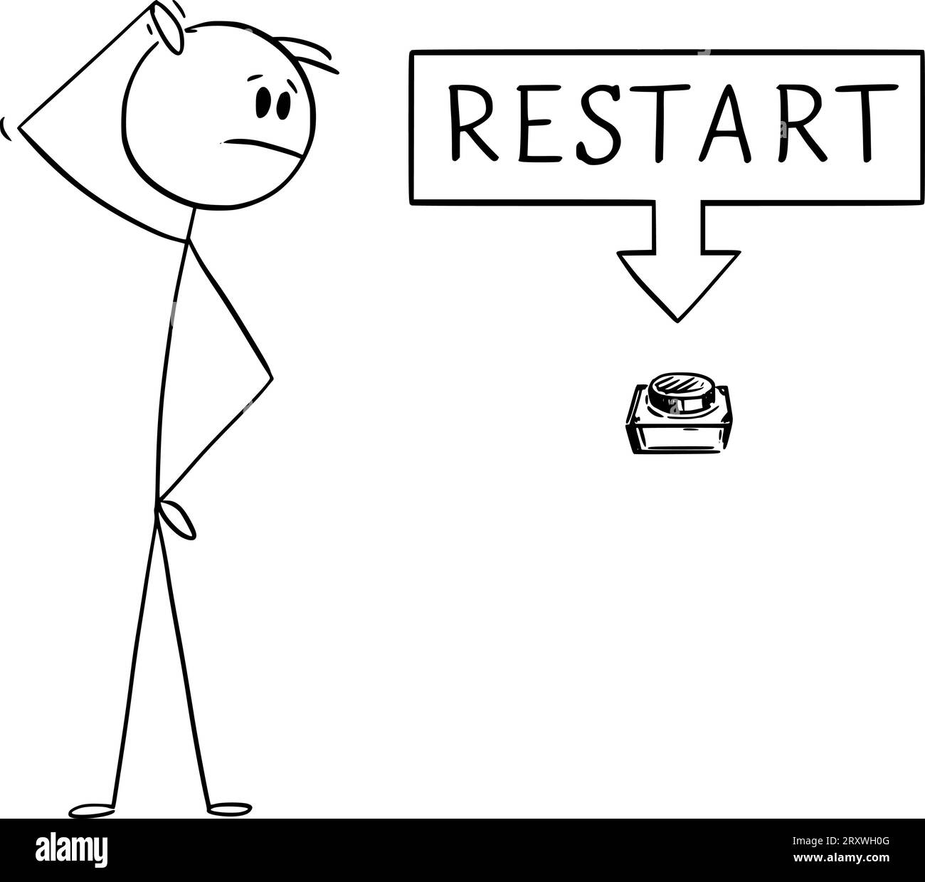 person-thinking-about-restart-switch-or-button-vector-cartoon-stick