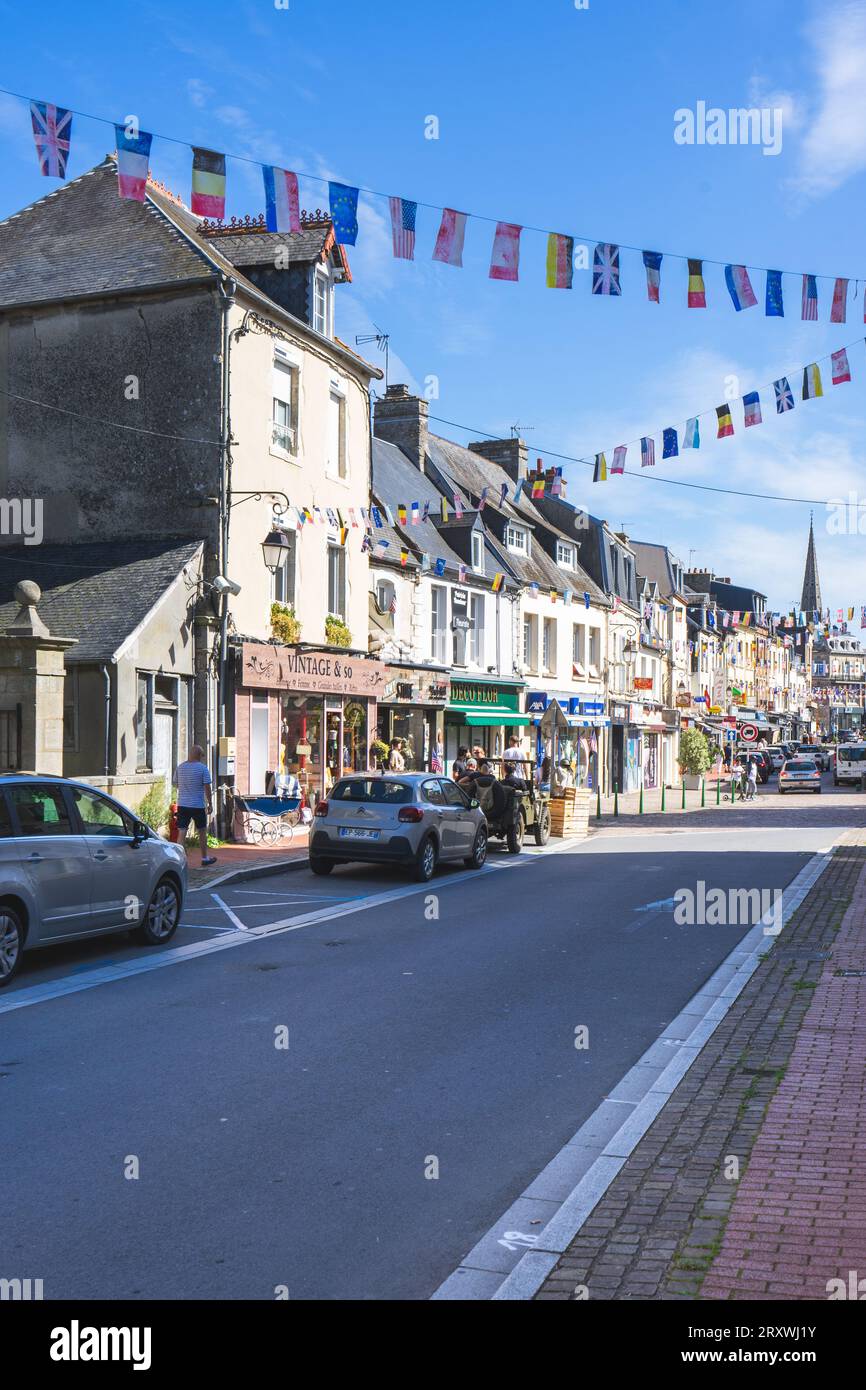 City center of Carentan, Normandy , France. August 15 2023. Stock Photo