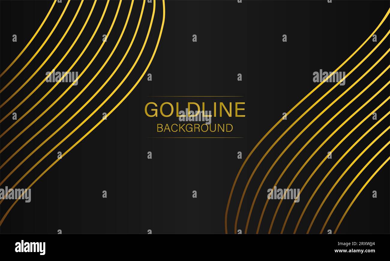 luxury abstract gold line on black background design Stock Photo - Alamy
