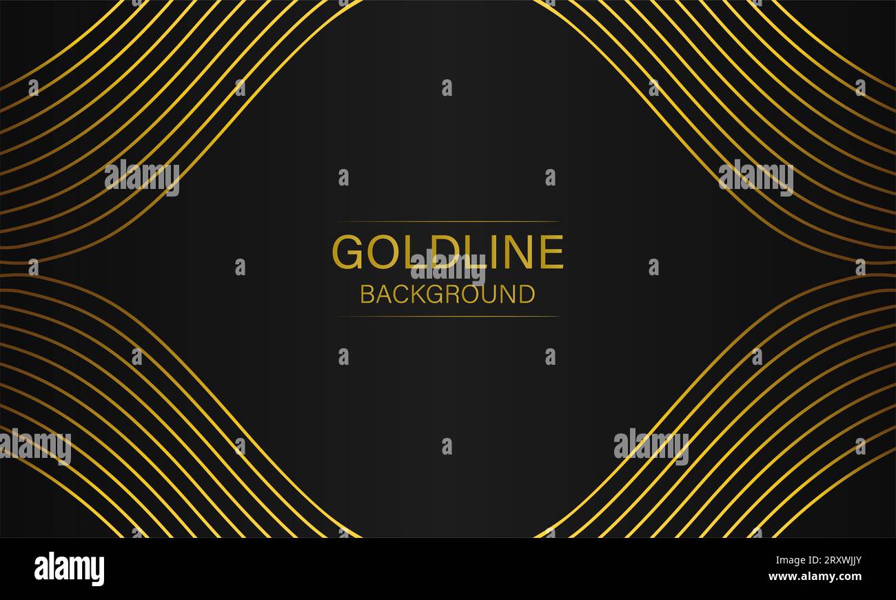 luxury abstract gold line on black background design Stock Photo - Alamy