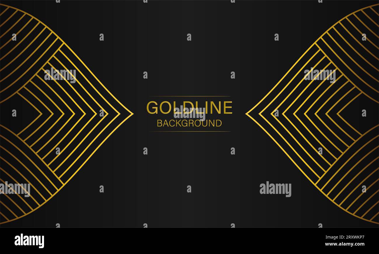 luxury abstract gold line on black background design Stock Photo - Alamy