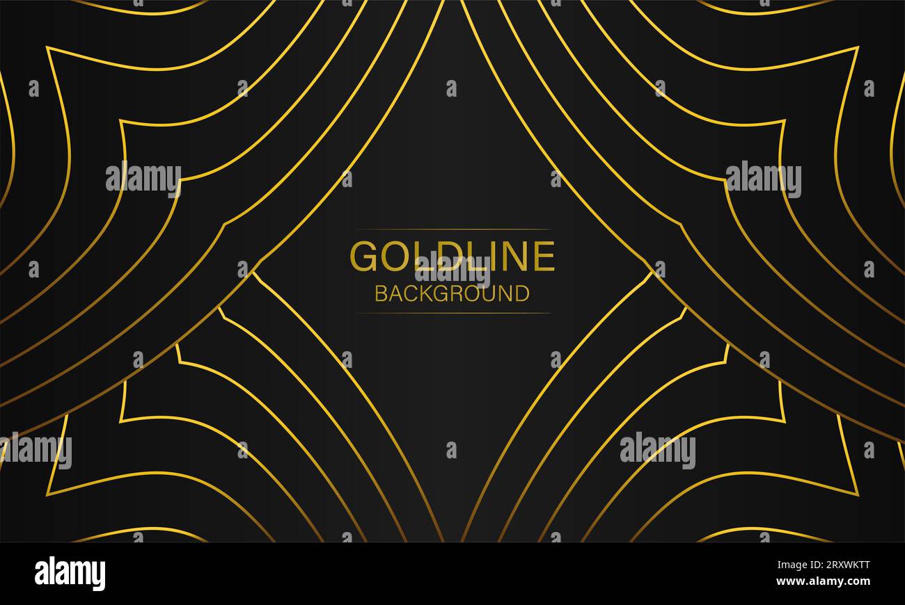 luxury abstract gold line on black background design Stock Photo - Alamy