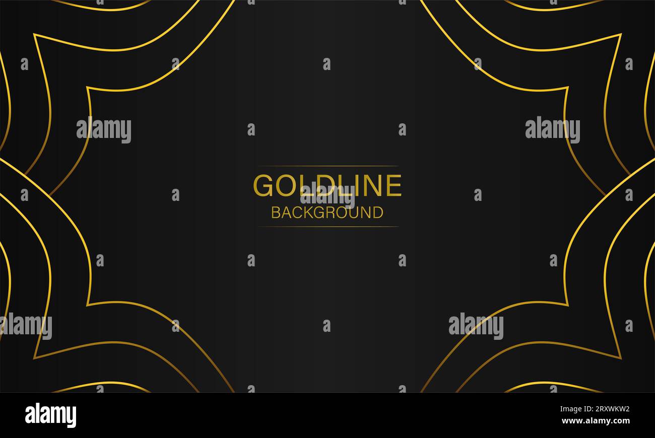 luxury abstract gold line on black background design Stock Photo - Alamy