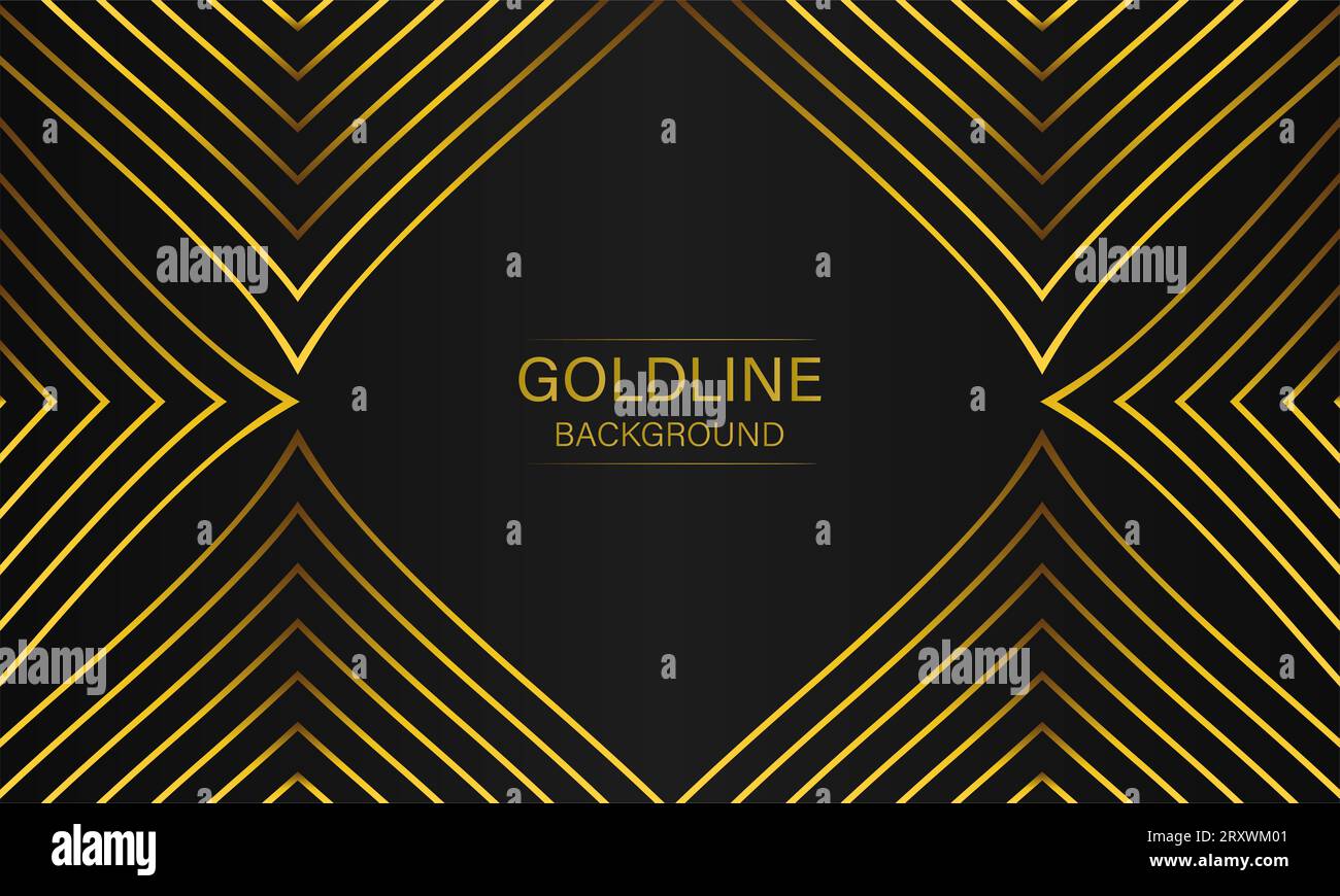 luxury abstract gold line on black background design Stock Photo - Alamy