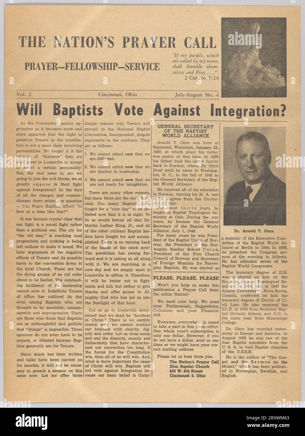 The Nation's Prayer Call Vol. 2 No. 4 1956-1957 Stock Photo