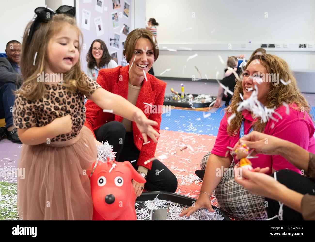 The Princess of Wales with Beatrice, 3, during a family portage session at the Orchards Centre