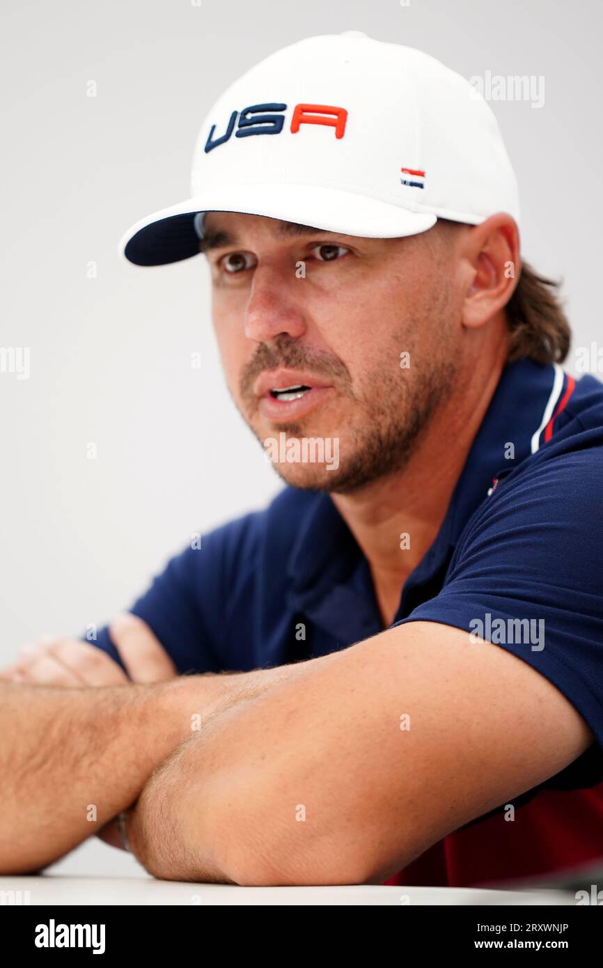 USA's Brooks Koepka during a press conference at the Marco Simone Golf