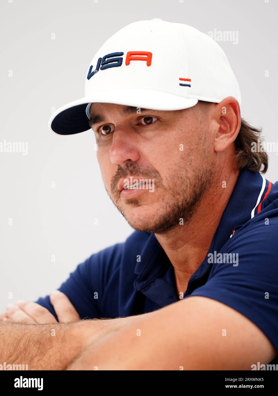 USA's Brooks Koepka during a press conference at the Marco Simone Golf