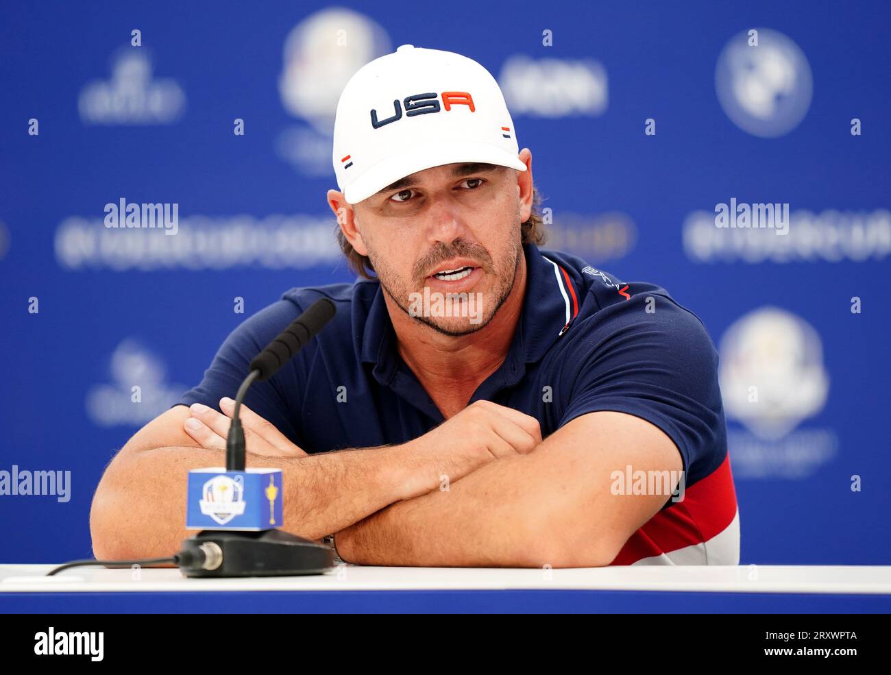 USA's Brooks Koepka during a press conference at the Marco Simone Golf