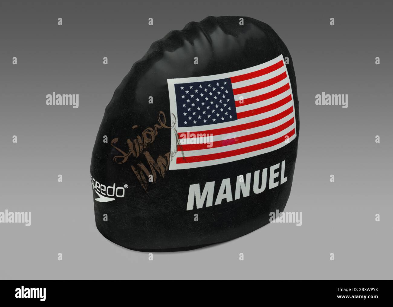 Swim cap worn and signed by Simone Manuel at the 2016 Olympics 2016 Stock Photo Alamy