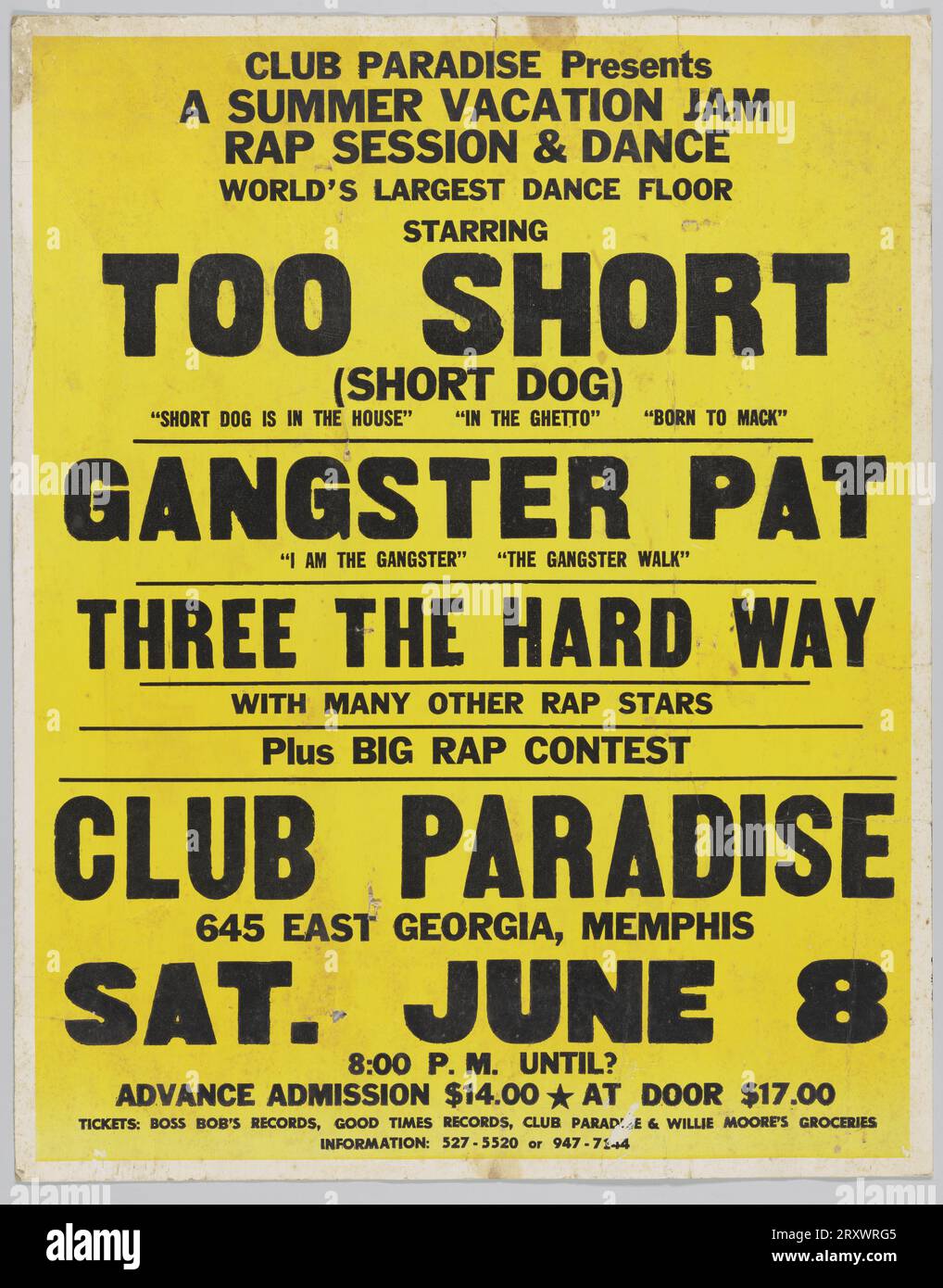 Poster for a concert at Club Paradise in Memphis 1991 Stock Photo Alamy