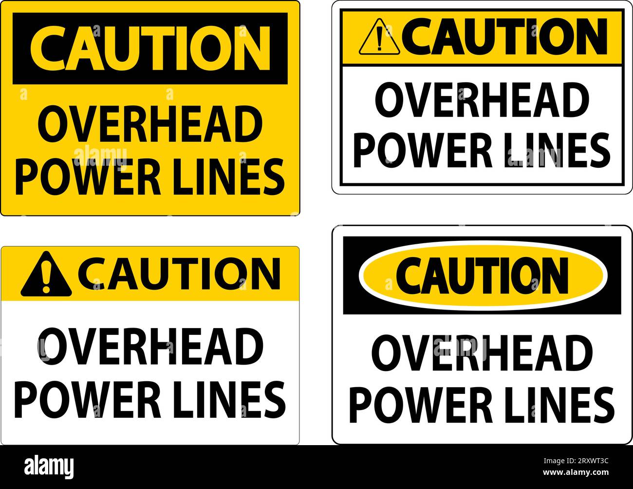 Caution Sign Overhead Power Lines Stock Vector