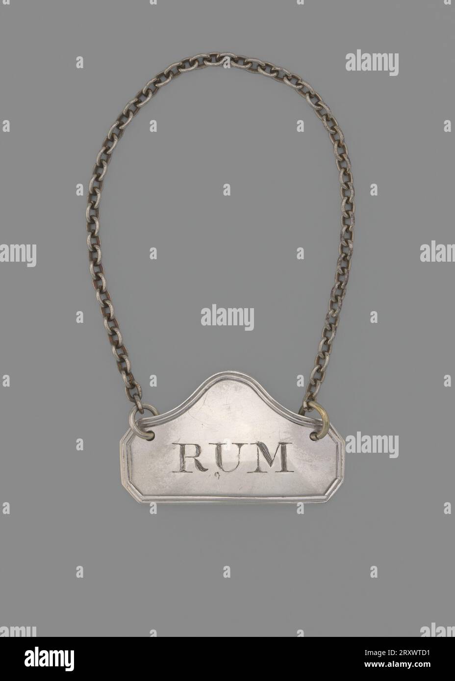 Silver label for rum decanter 1802 Stock Photo Alamy