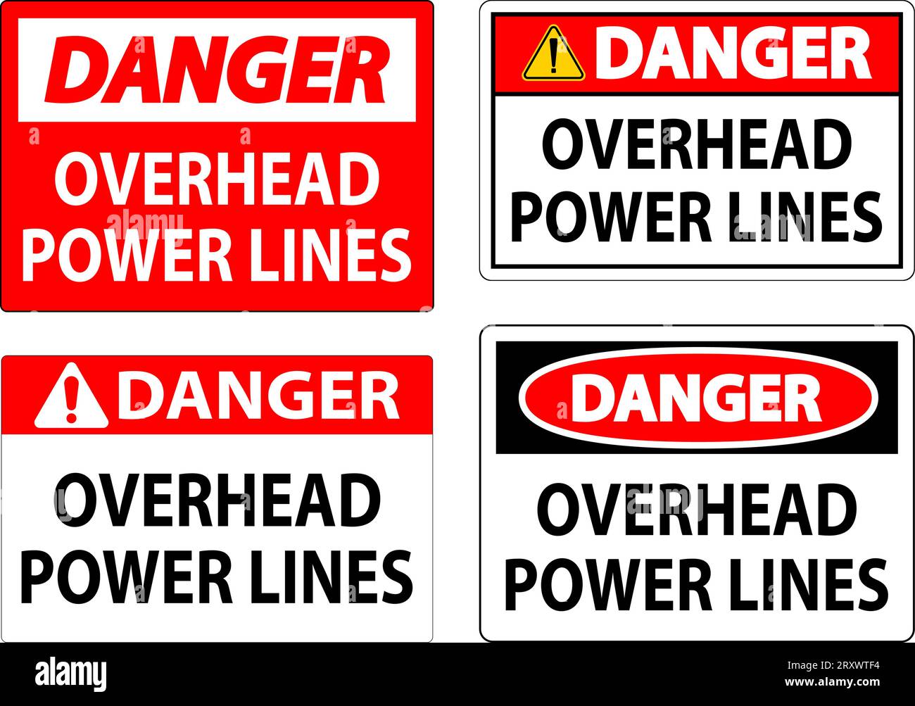 Danger Sign Overhead Power Lines Stock Vector
